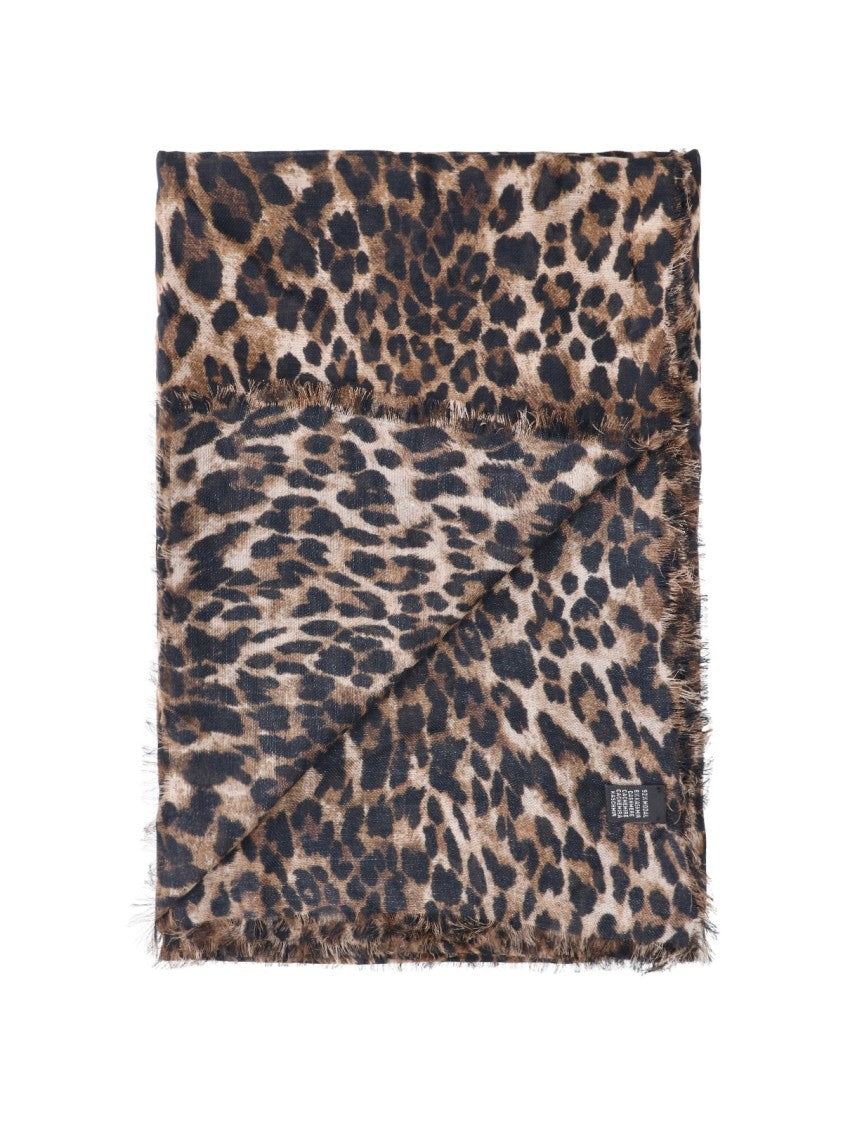 Nili Lotan Brown Animal Print Modal Scarf