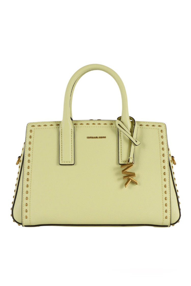 Michael Kors Yellow Laila Studded Trim Grained Leather Shoulder Bag