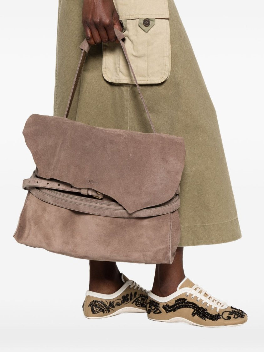 Moschino Beige Silk And Nylon Top Bag