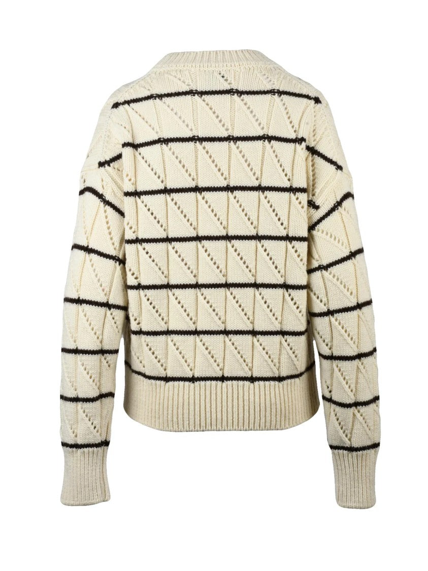 Alysi Alysi Perforated Crewneck Sweater With Textured Geometric Pattern