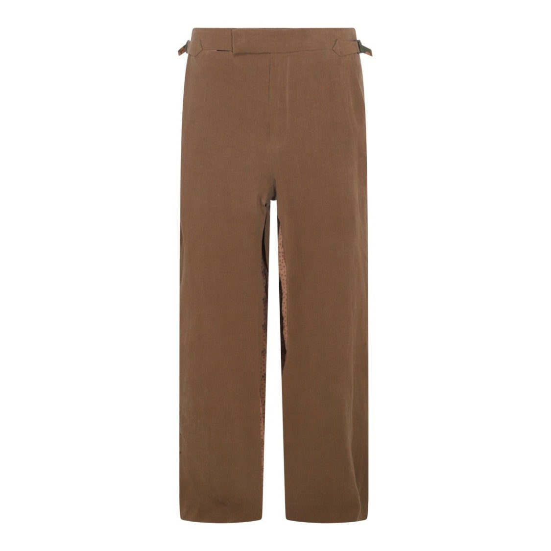 Vivienne Westwood Wide-Leg Linen Trousers With Adjustable Drawstring And Floral Lining
