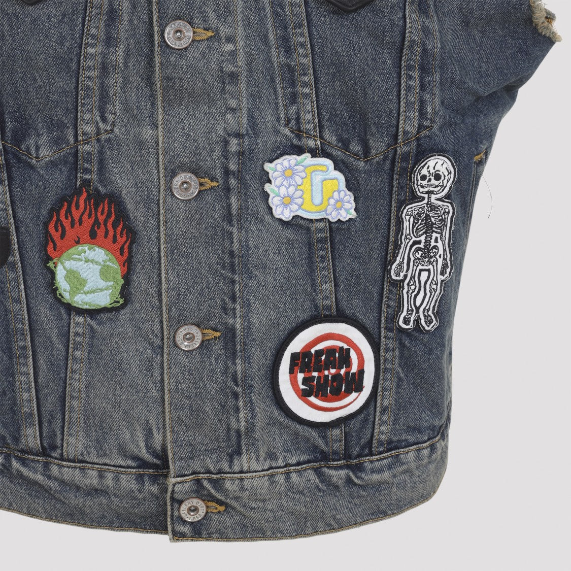 Gallery Dept. Sleeveless Denim Vest With Distressed Collar