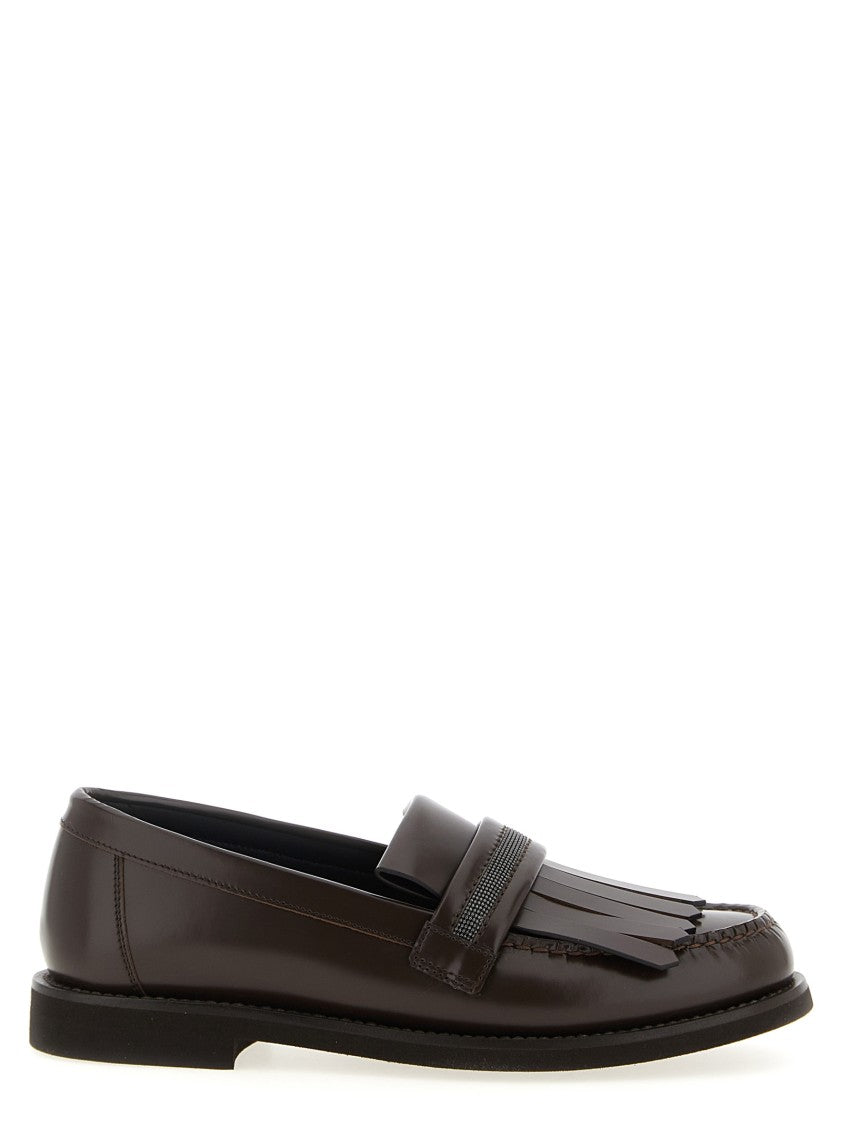 Brunello Cucinelli Leather Loafers With Monile Detail