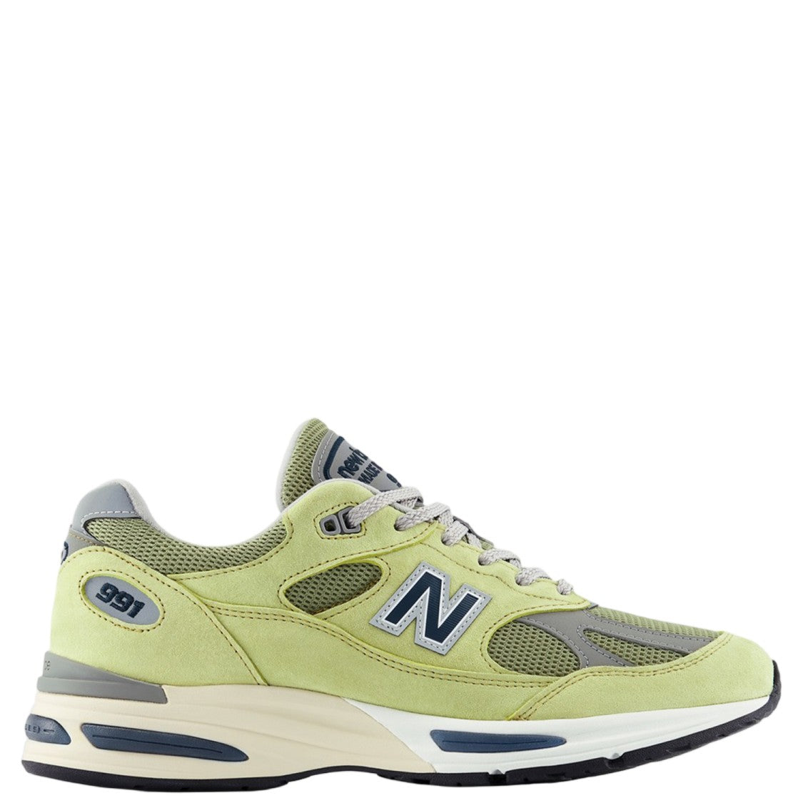New Balance Light Green 991V2 Abzorb Mesh Suede Sneakers