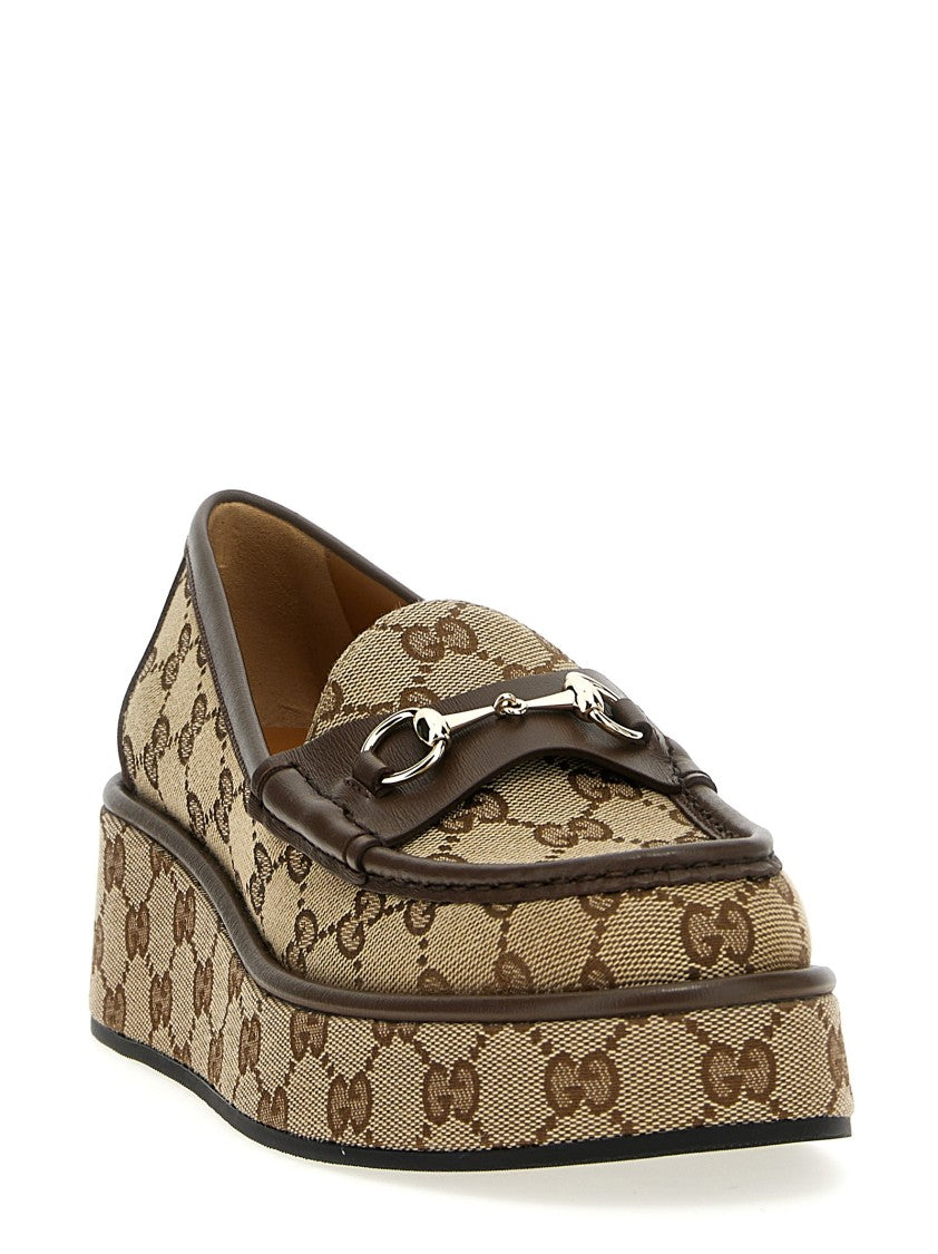 Gucci Platform Loafers In Signature Monogram Fabric