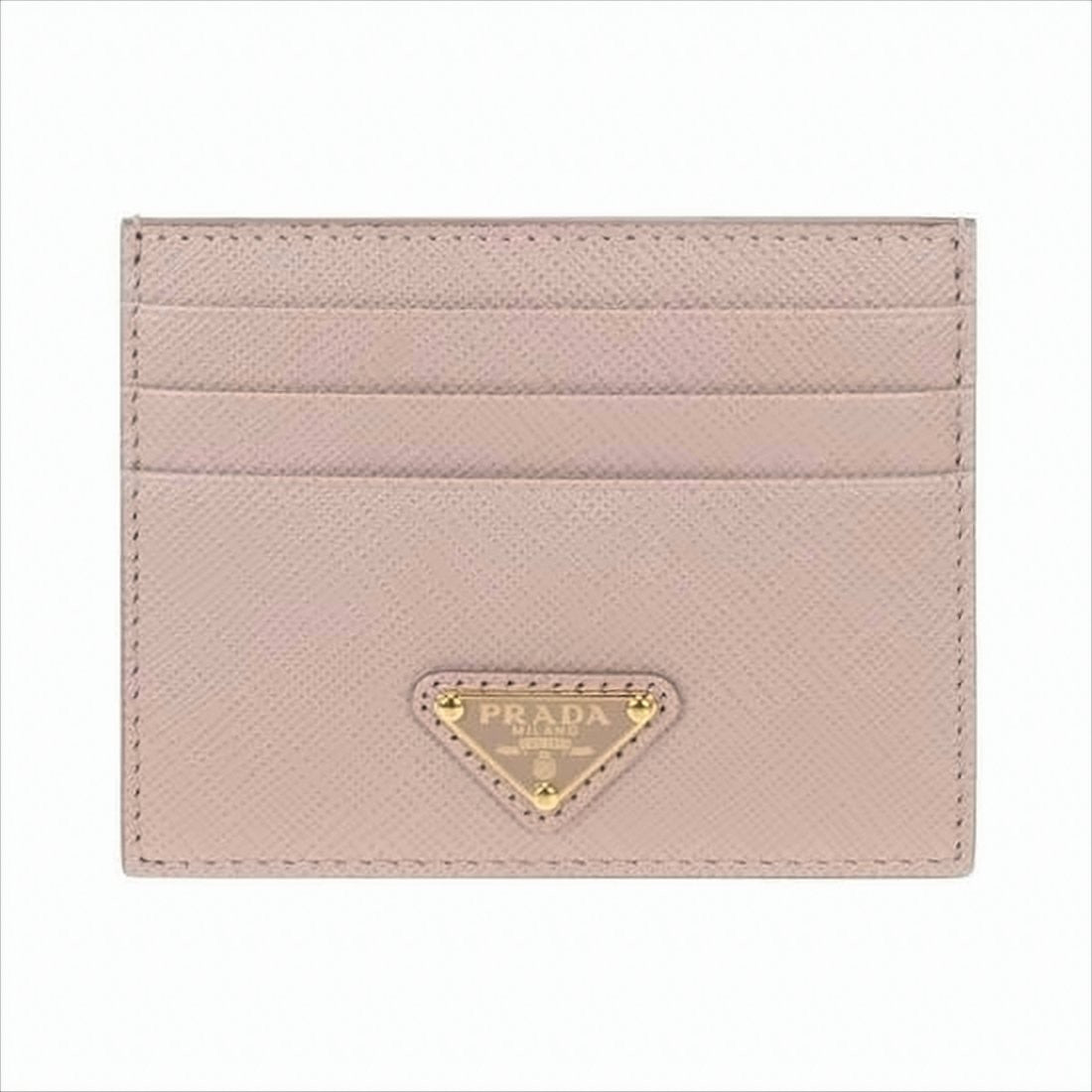 Prada Textured Calf Leather Cardholder With Gold-Tone Logo