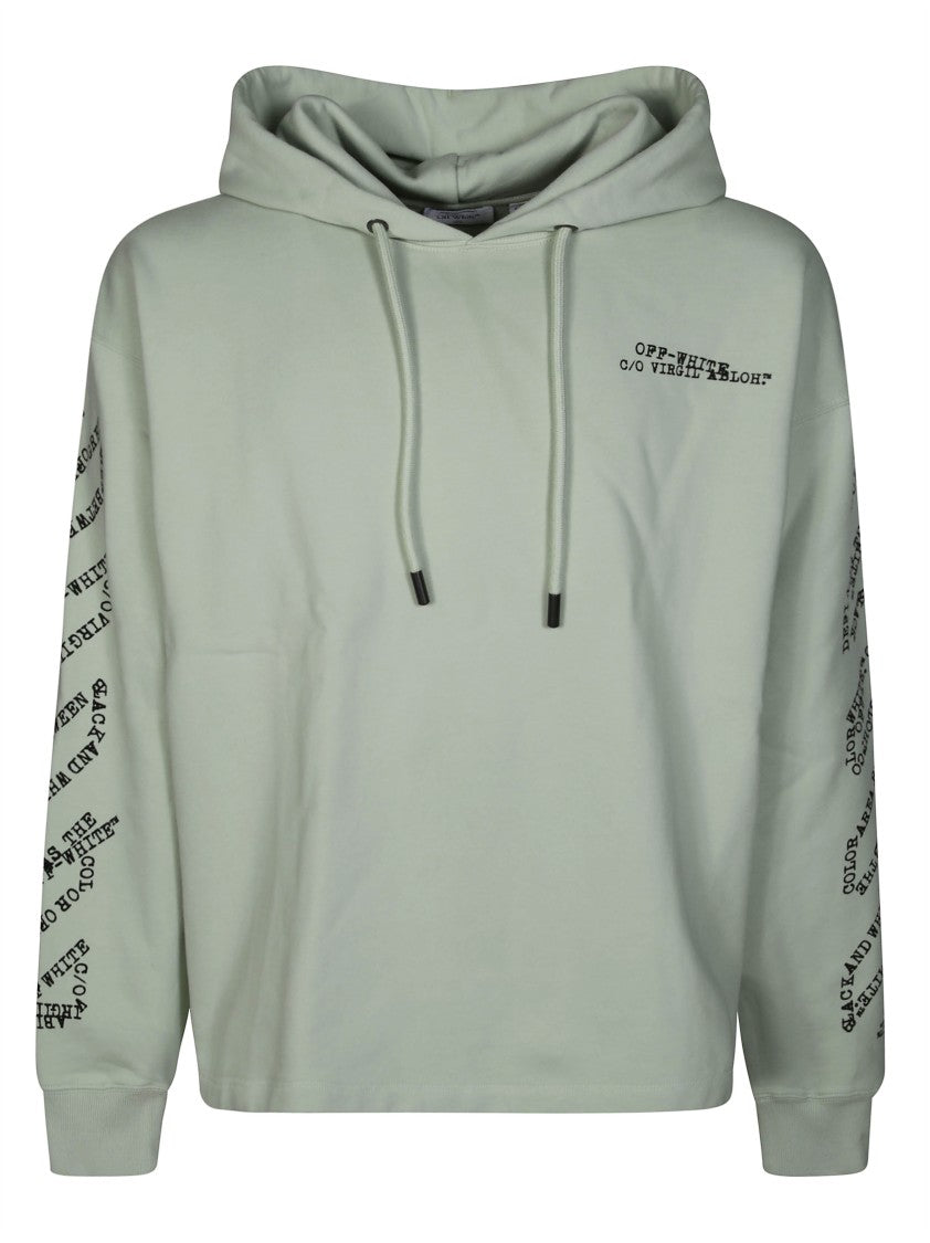 Off-White Muted Light Grey Green Graphic Hoodie