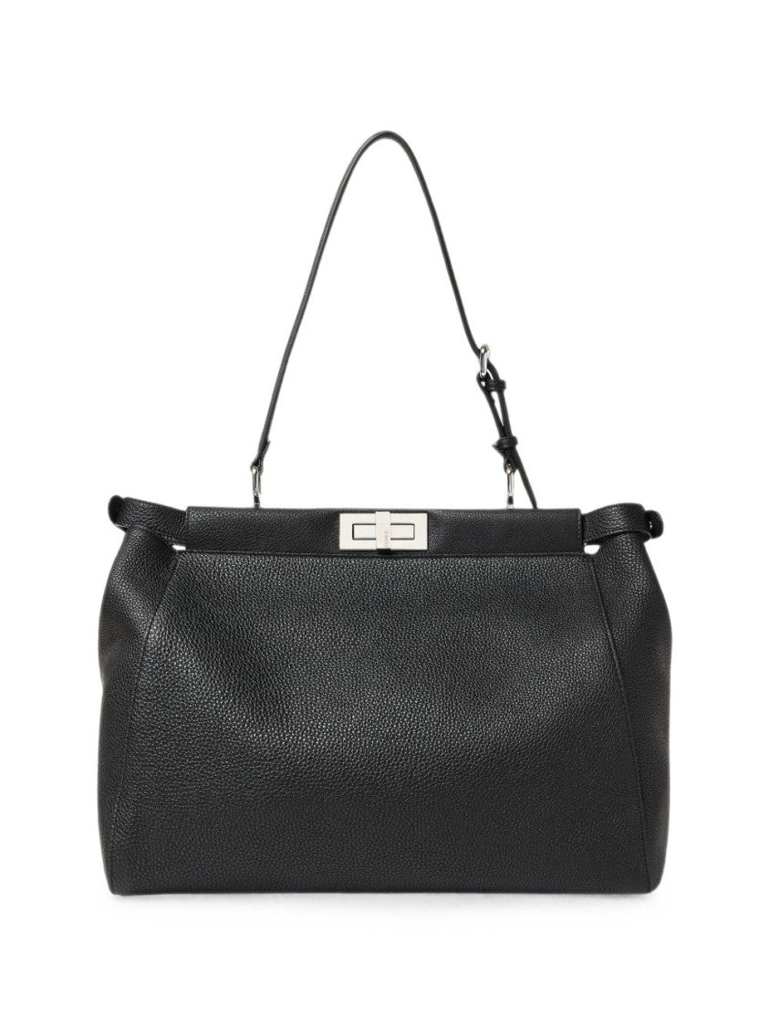 Fendi Large Structured Bag With Twist Lock And Palladium Metalware