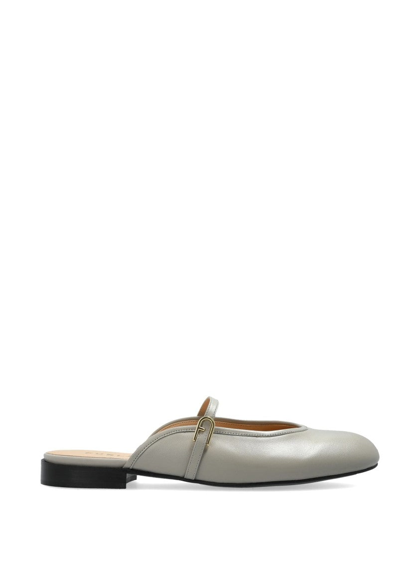 Furla Etoile Ballerina Linen Flax Buckle Mules