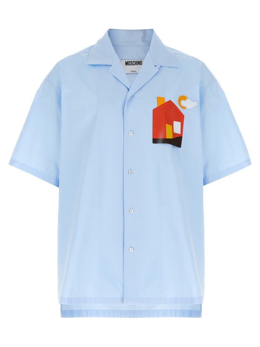 Moschino Asymmetrical V-Neck Cotton Shirt