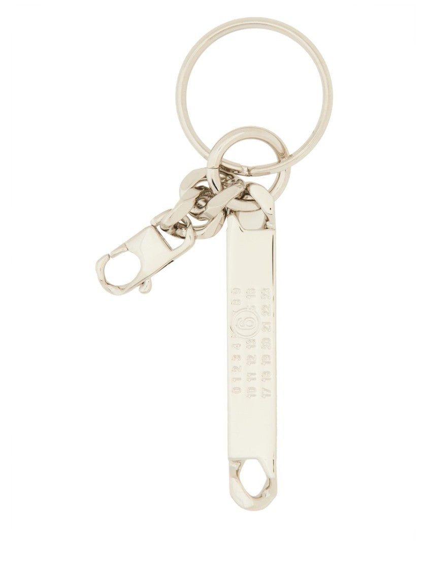 Mm6 By Maison Margiela Polished Brass Keychain With Logo Decoration