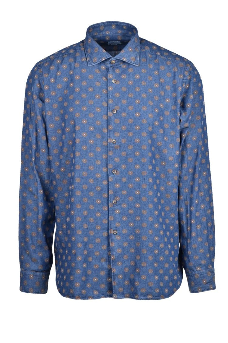 Brio Blue Brown Circular Cotton Shirt
