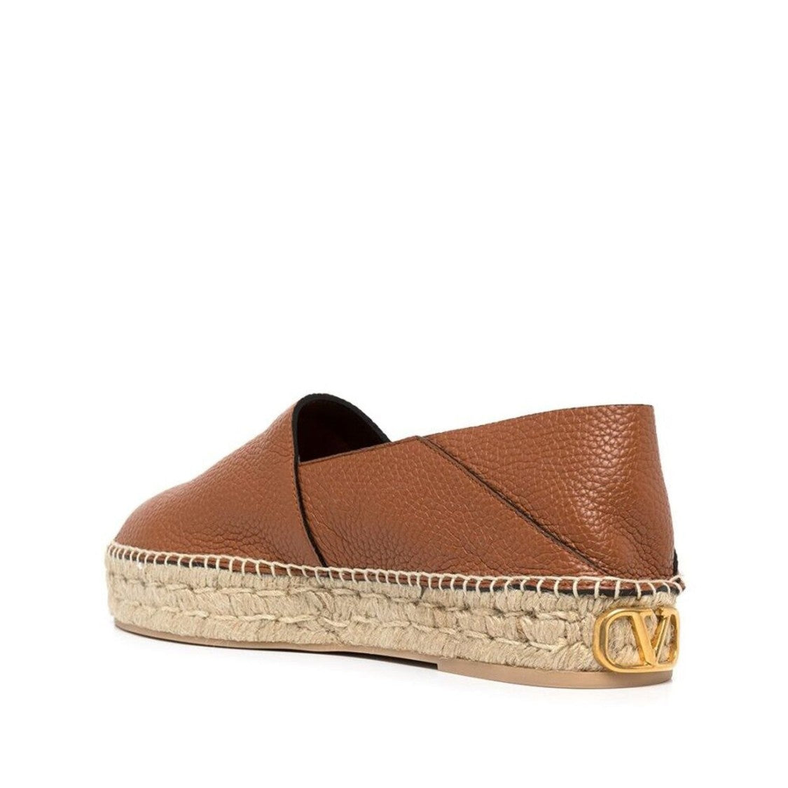 Valentino Logo-Plaque Leather Espadrilles