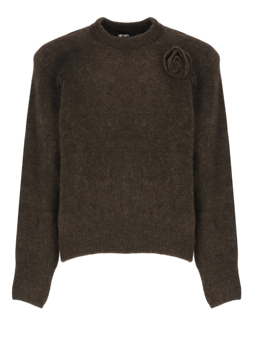 Rotate Brown Textured Rose Detail Sweater