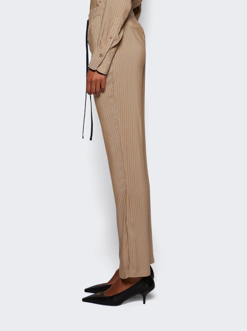 Victoria Beckham Pleat Detail Pyjama Trouser Tobacco And Midnight