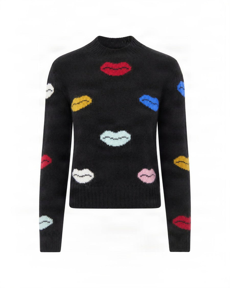 Fiorucci Black Intarsia Mohair-Blend Sweater