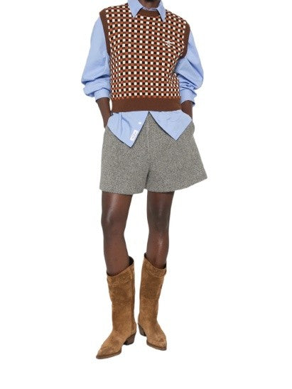 Golden Goose Grey Wool Pleated Shorts