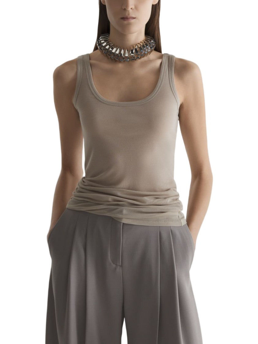 Mugler Brown Minimalist Crew Neck Knit Top