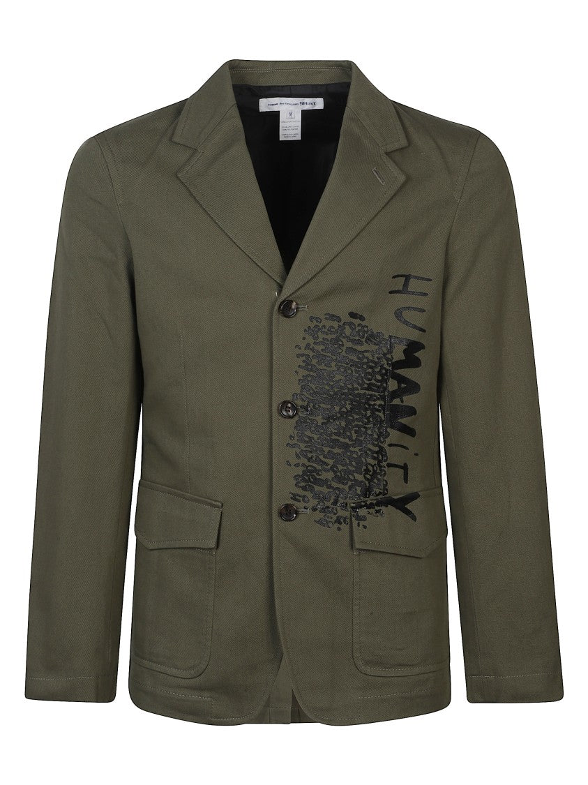 Comme Des Garçons Olive Green Cotton Printed Jacket