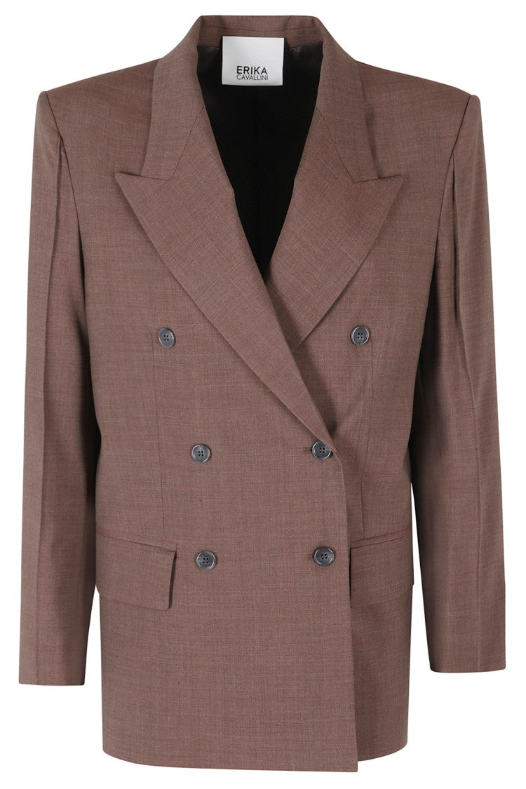 Erika Cavallini Brown Ambra Double-Breasted Wool Blazer
