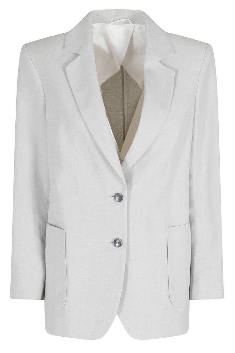 Seventy Gray Single-Breasted Lapel Viscose-Blend Blazer