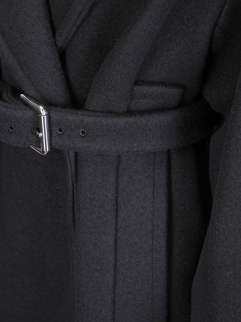 Sportmax Double-Breasted Heavy Coat With Side Pockets And Removable Belt