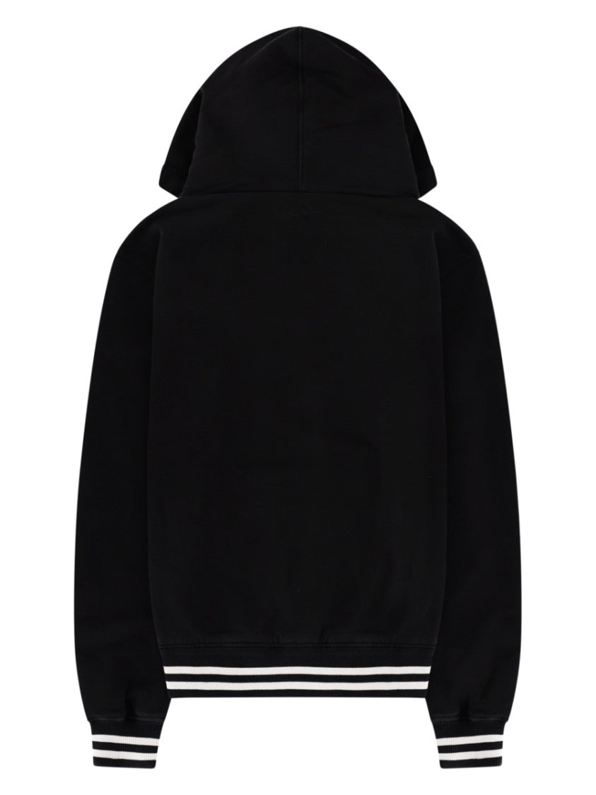 Dolce & Gabbana Black Logo Crest Graphic Cotton Hoodie