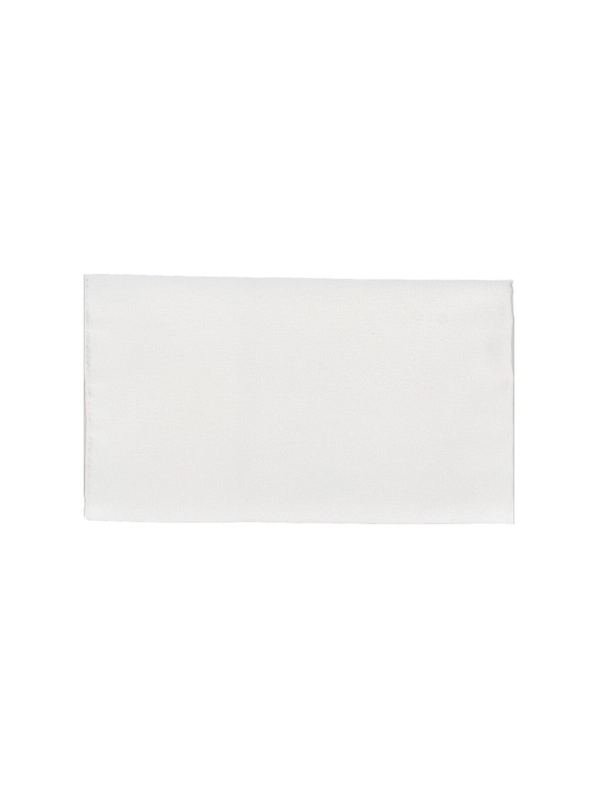 Kiton Square White Silk Pocket Square With Contrast Logo