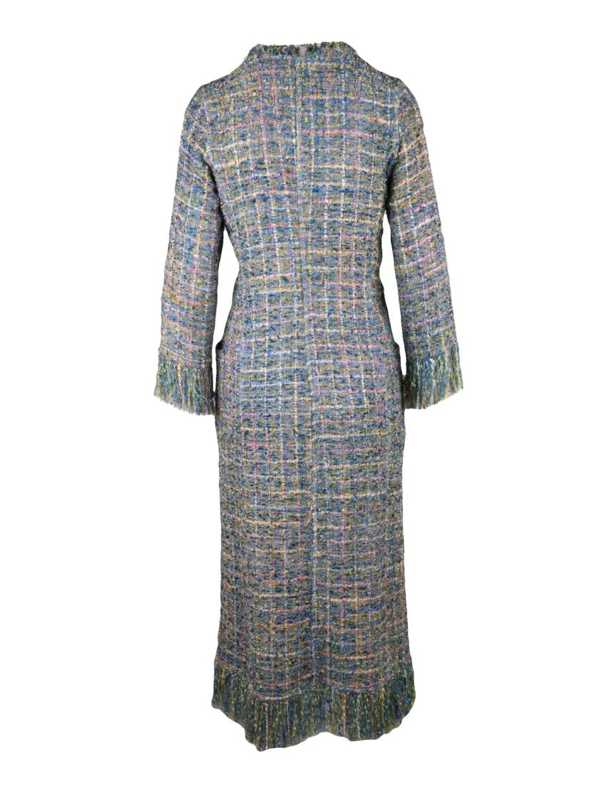 Ella Lago Di Como Multicolor Viscose Acrylic Cotton Bouclé Duster Coat