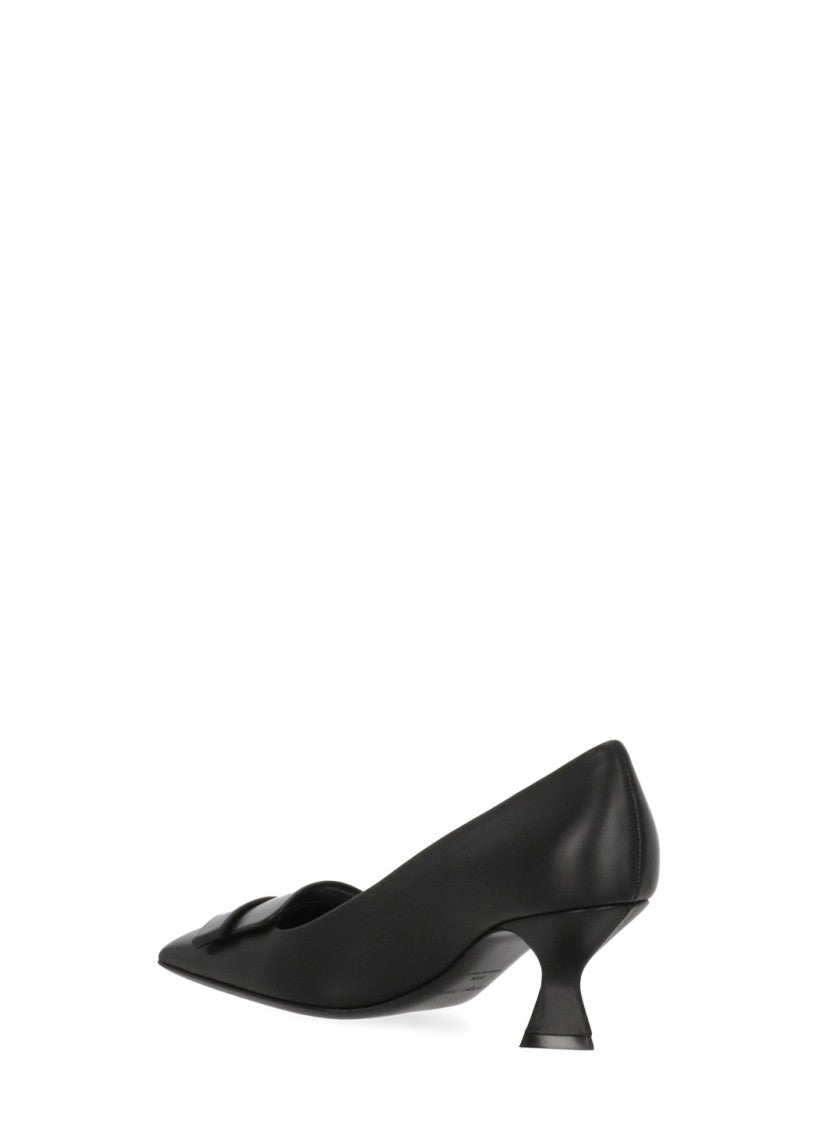 Sergio Rossi Black Square Tip Spool Heel Pumps