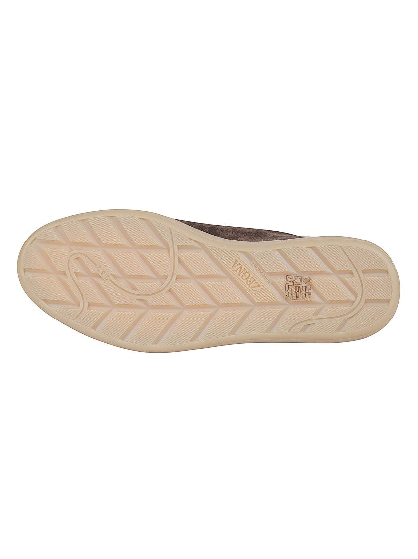 Zegna Triple Stitch Soft Suede Calf Leather Low-Top Sneakers