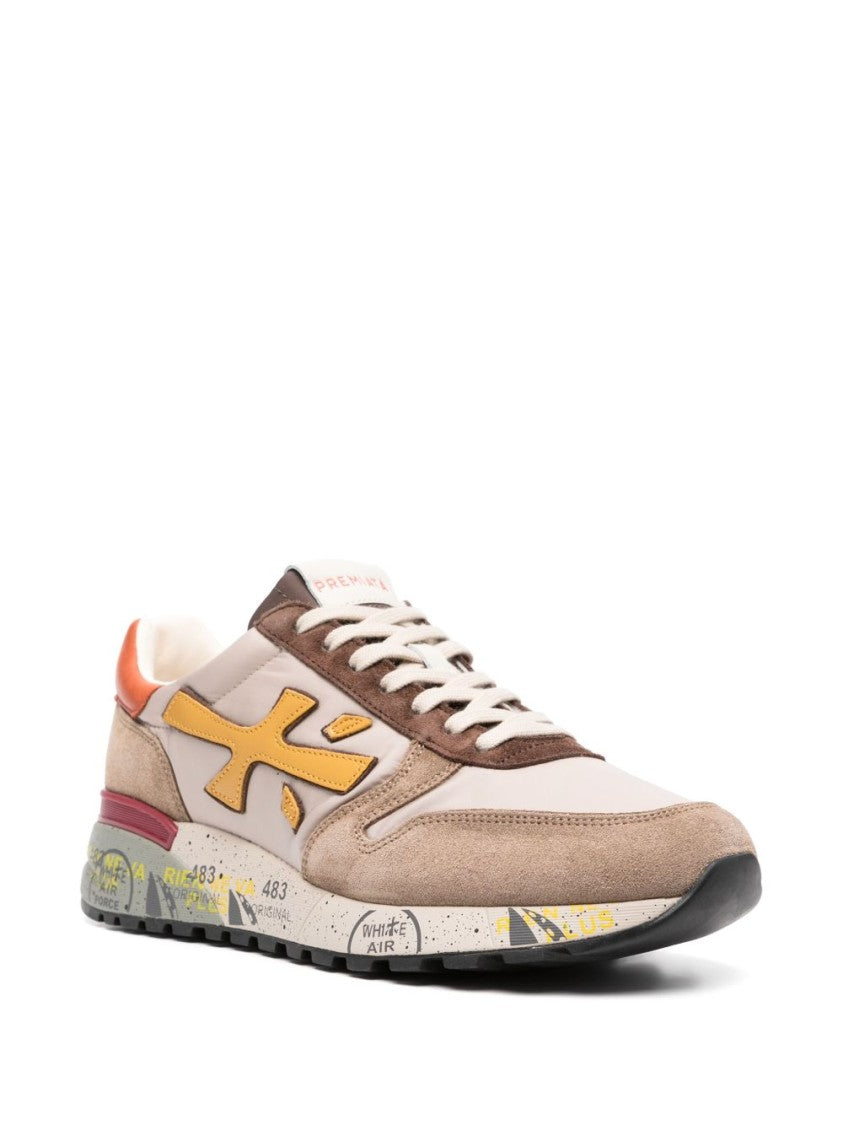 Premiata Beige And Brown Texture Sneakers