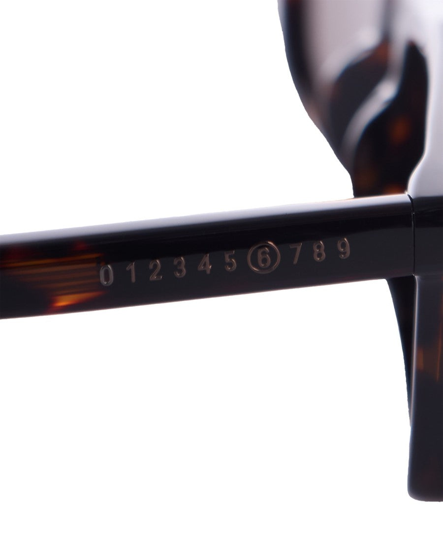 Mm6 By Maison Margiela Rectangular Tortoiseshell Acetate Sunglasses With Engraved Temples