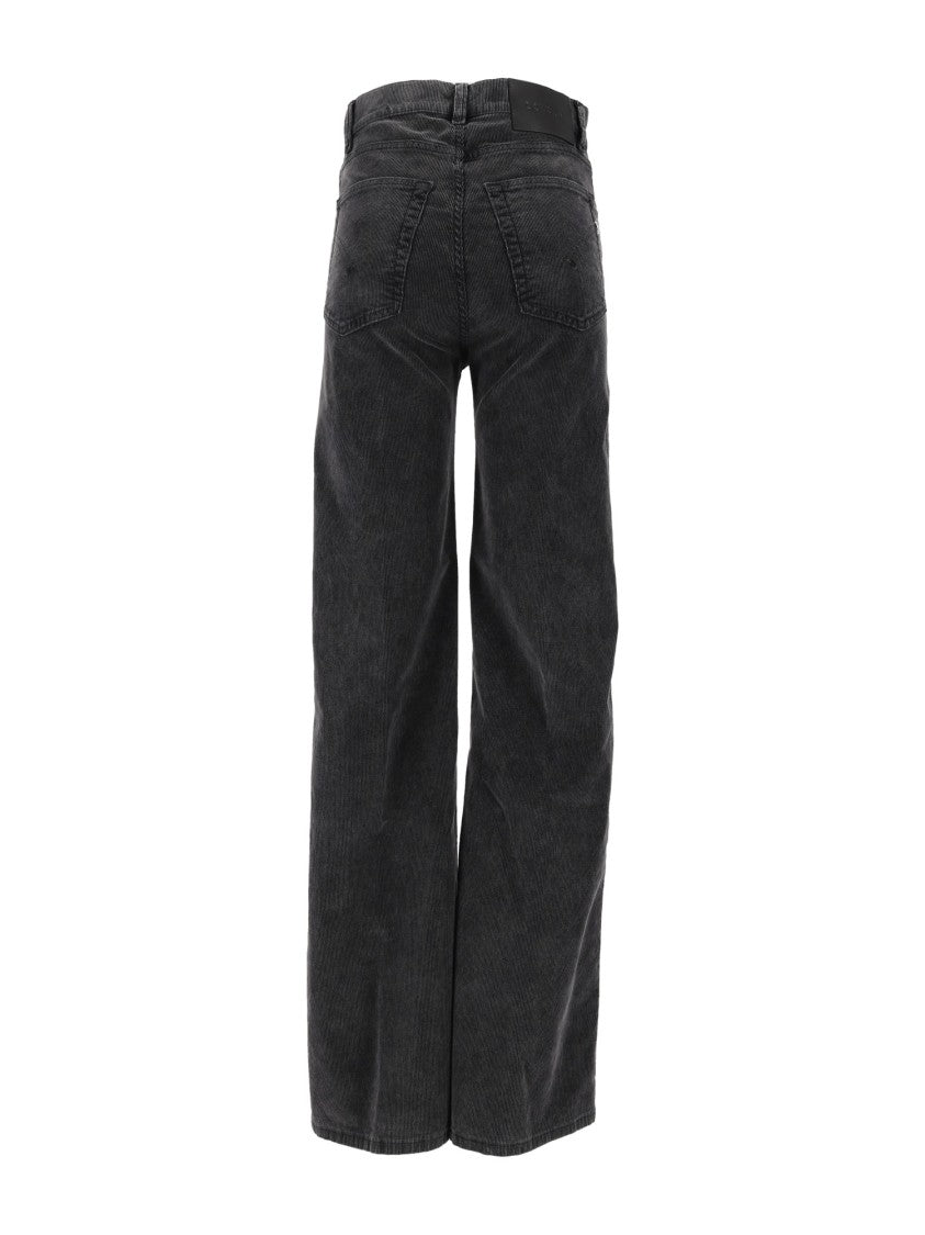 Dondup Vintage Black Amber High-Waisted Wide-Leg Pants