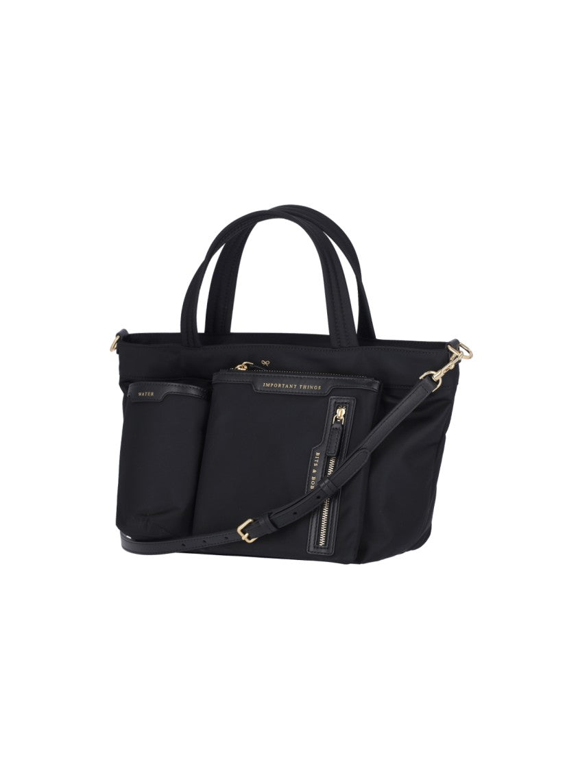 Anya Hindmarch Black Econyl Logo Strap Nylon Tote