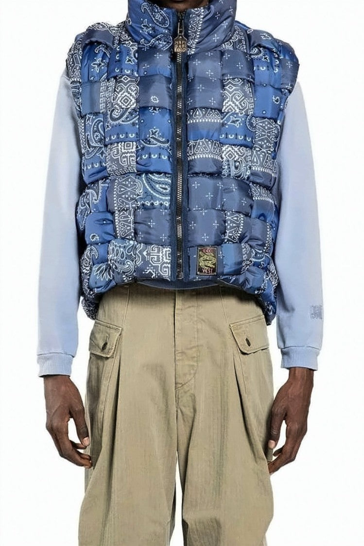 Kapital Quilted Blue Bandana Patchwork Vest