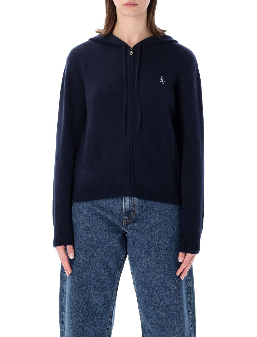Sporty And Rich Sporty Rich Cashmere Zip Up Hoodie
