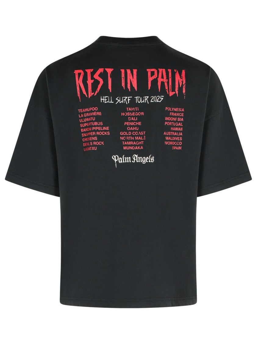 Palm Angels Rest In Palm' Black Cotton T-Shirt