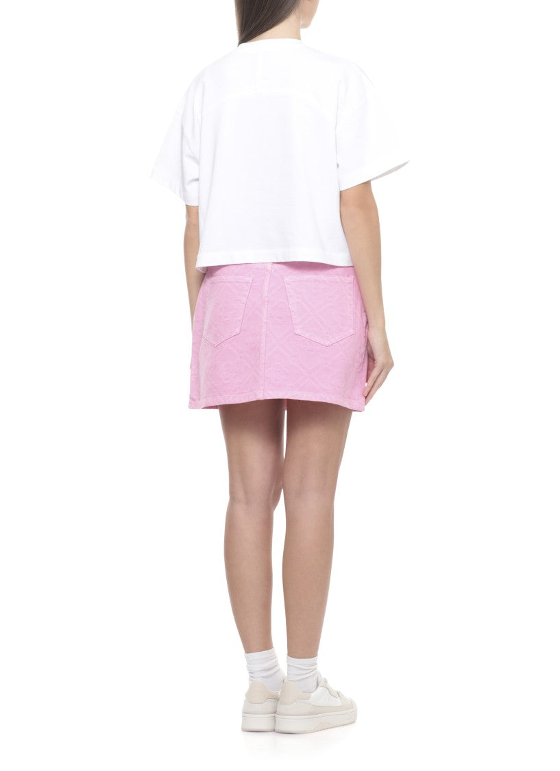 Casablanca White Butterfly Boxy Cropped T-Shirt