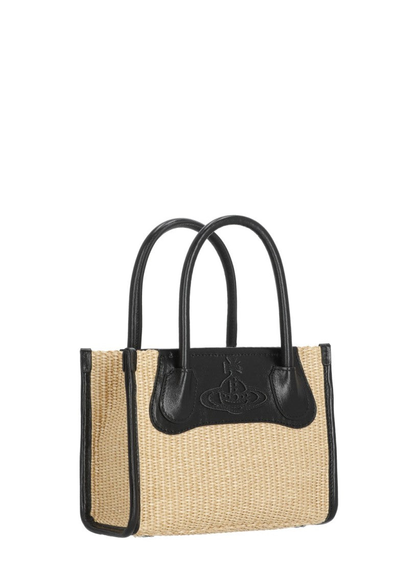 Vivienne Westwood Troy Small Tote Bag With Removable Leather Strap And Embossed Logo