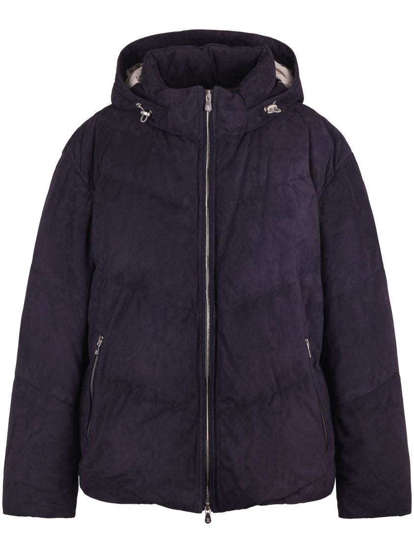 Brunello Cucinelli Padded Black Lamb Leather Jacket