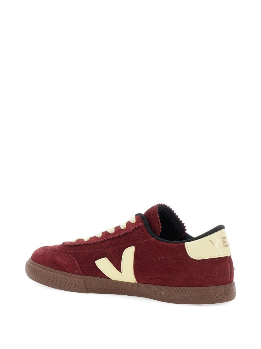 Veja Low-Top Bordeaux Suede Sneakers With Cream Accents