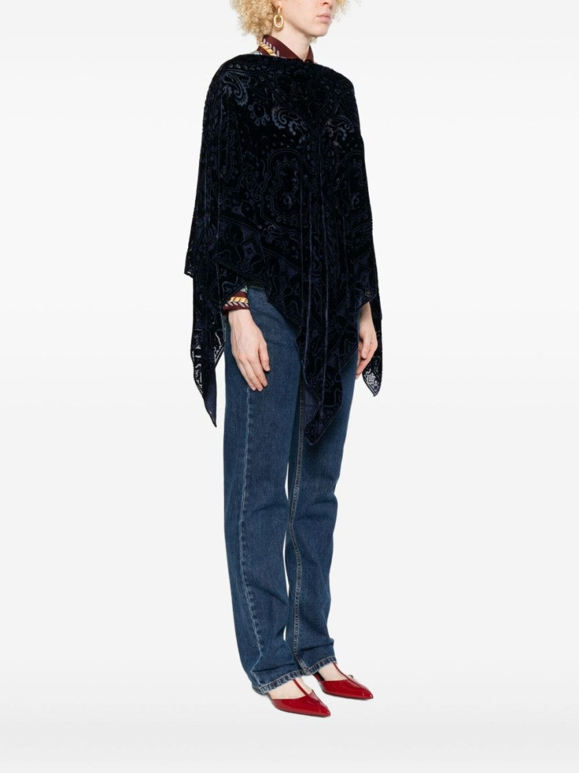 Etro Asymmetrical Hem Silk-Viscose Poncho