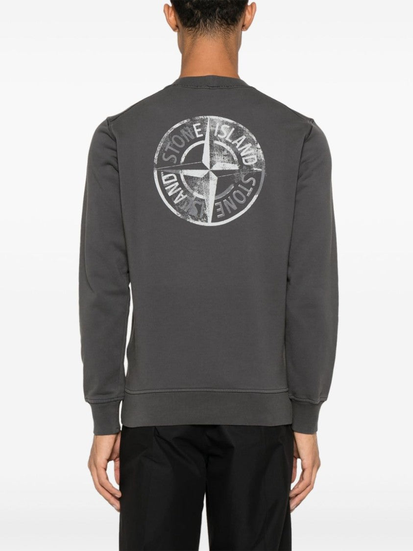 Stone Island Grey Soft Cotton Fleece Sweatshirt
