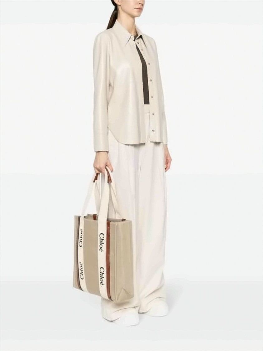 Chloé Structured Linen Tote Bag