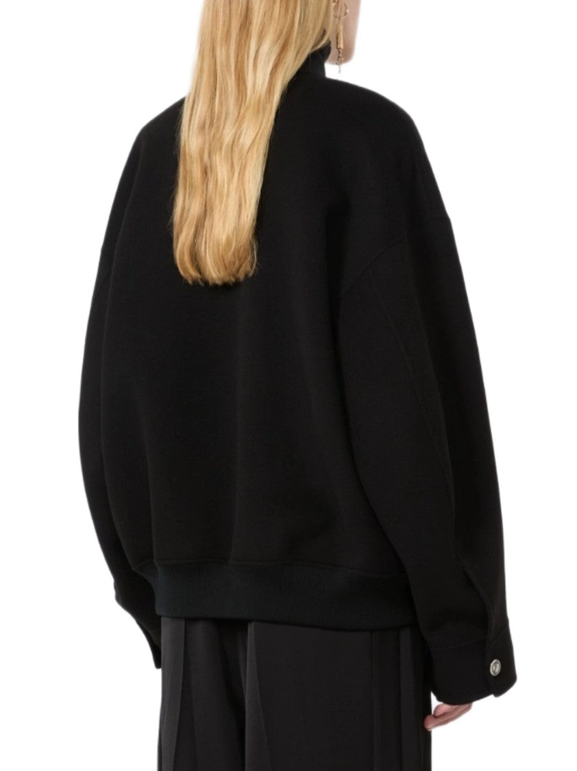 Sportmax Boxy Black Jacket With High Collar And Oversized Sleeves
