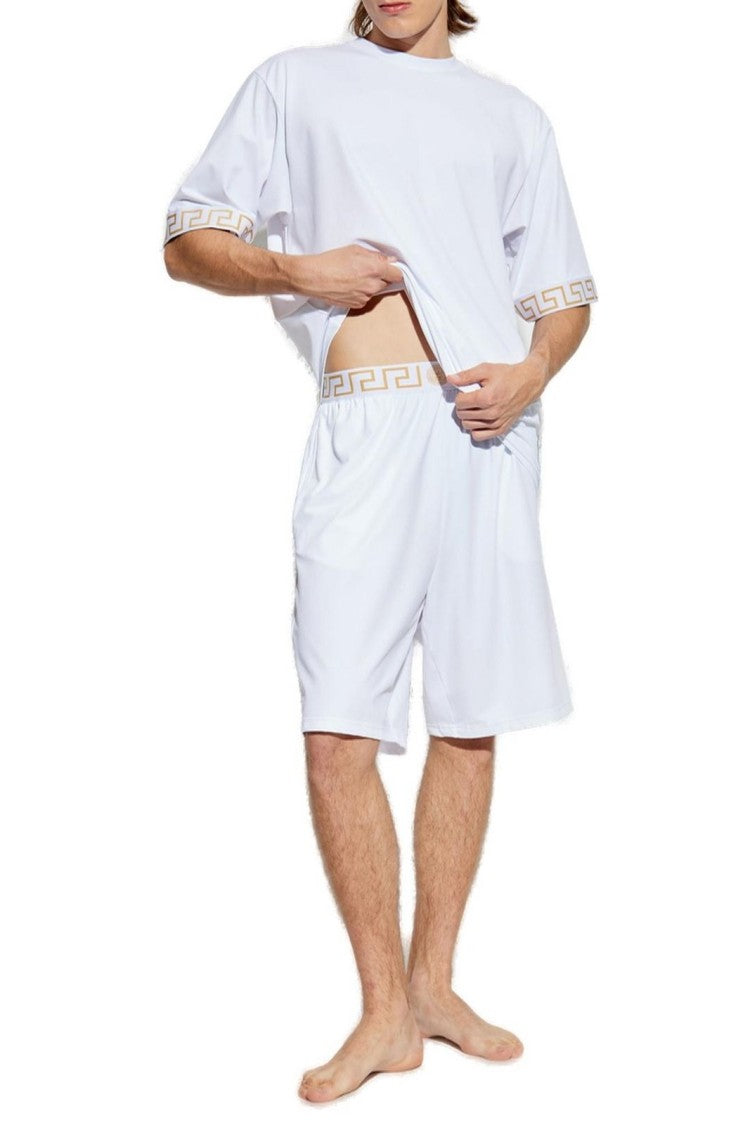 Versace Minimalist Short-Sleeved T-Shirt With Decorative Sleeve Patterns