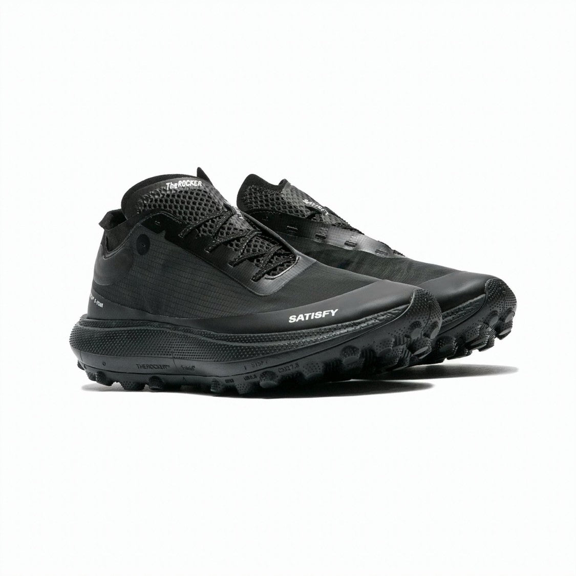 Satisfy Streamlined Jet Black Sneakers With Textured Sole