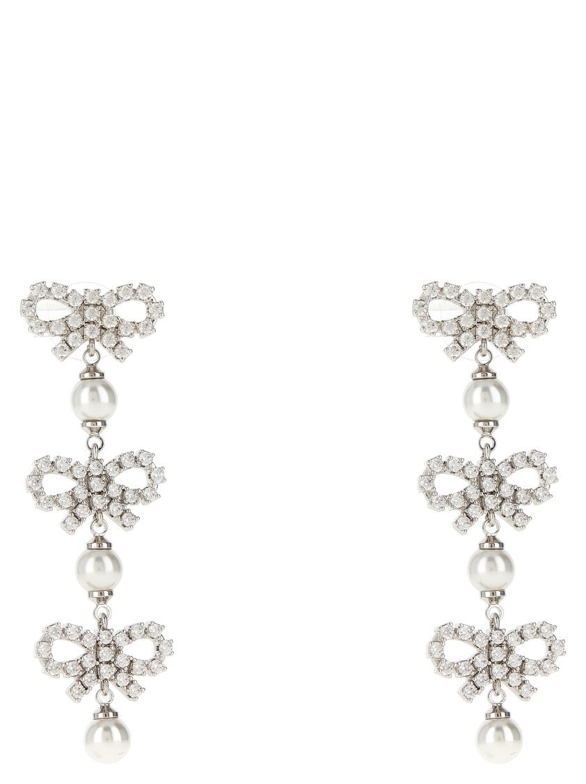 Self-Portrait 'Micro Bow Pearl Tiered' Earrings