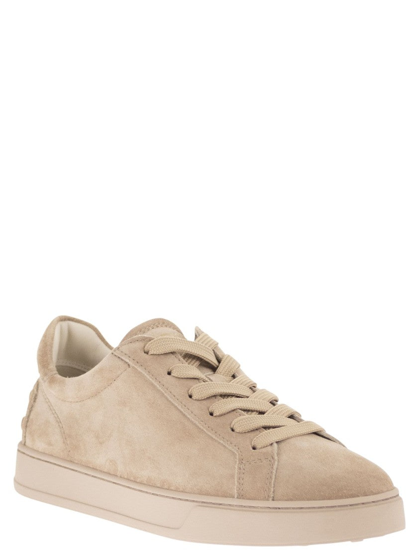 Tod's Soft Suede Calfskin Sneakers With Rubber Details